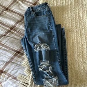 Hollister jeans, high-rise, super skinny stretch lots of rips